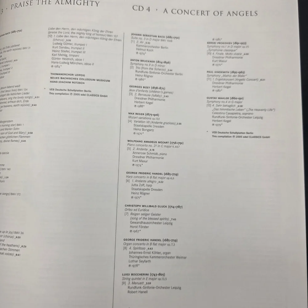 A Concert Of Angels + 4 CDs With Music From J.S. Bach to G. Mahler HCDJ 2005
